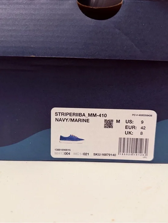 Men’s Sperry Navy Canvas Boat Shoes with Tan Accents Size 9 - Picture 4 of 5